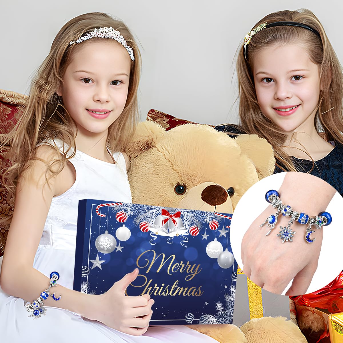 MOVINPE Advent Calendar Charm Bracelet 2025 for Teenage Girls Women, 24 Days Jewelry Necklace Bracelets Making Kit - Christmas C